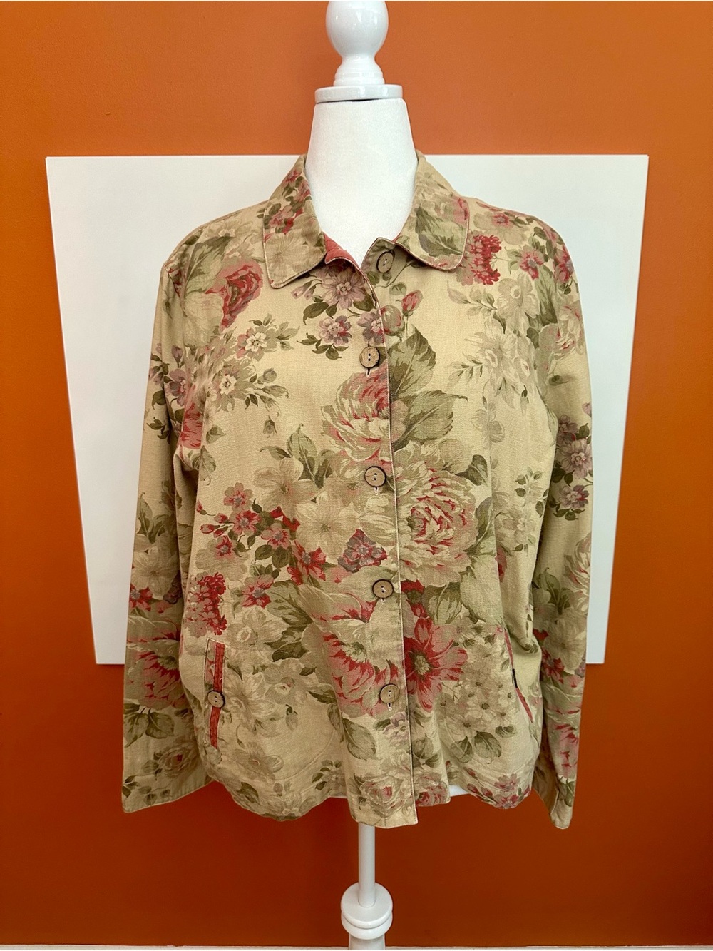 Coldwater Creek Floral Canvas Jacket 1X - Shabby Chic Cottagecore